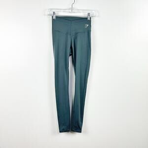 GymShark Everyday Front V Waistband Athletic Pants Leggings Slate Teal Small